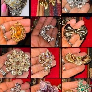 Elegant Gold and Silver Brooch Set